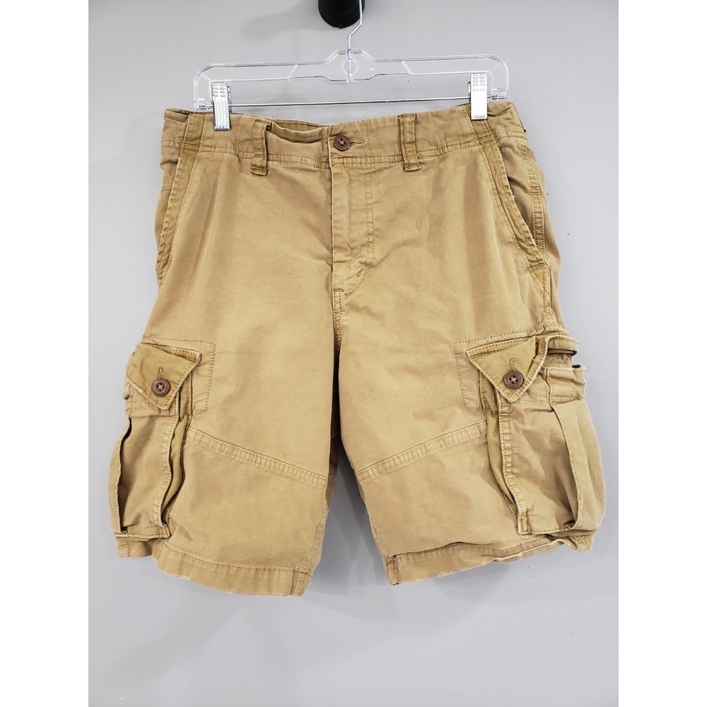 American Eagle Mens Classic Cargo Shorts Tan Khaki Next Level Flex Size 32 Y2K